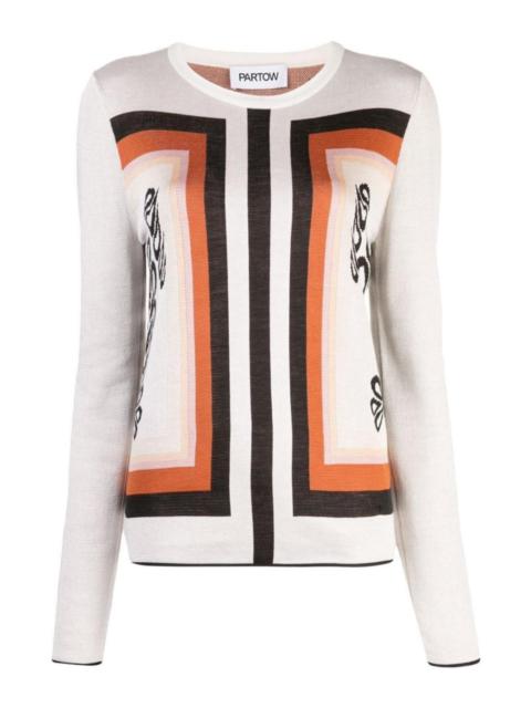 Other Designers Frida Jacquard Crewneck Silk Sweater