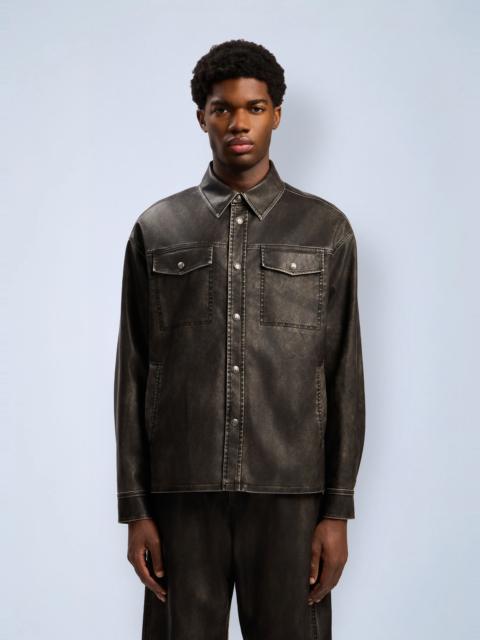 Palm Angels Curved Logo Coated Overshirt