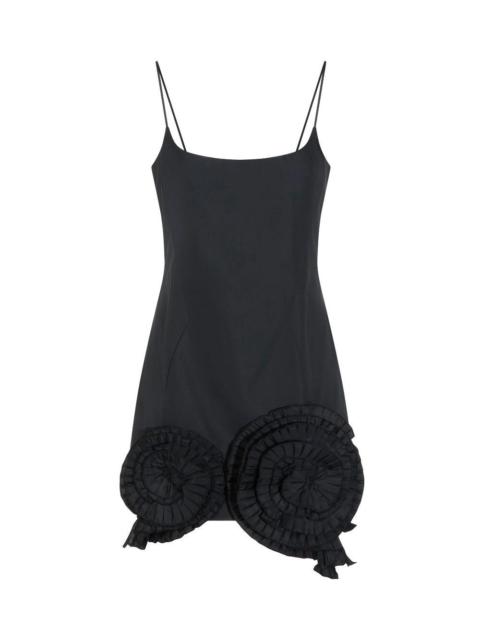 Blumarine Blumarine Women Short Taffeta Dress With Pleated Roses