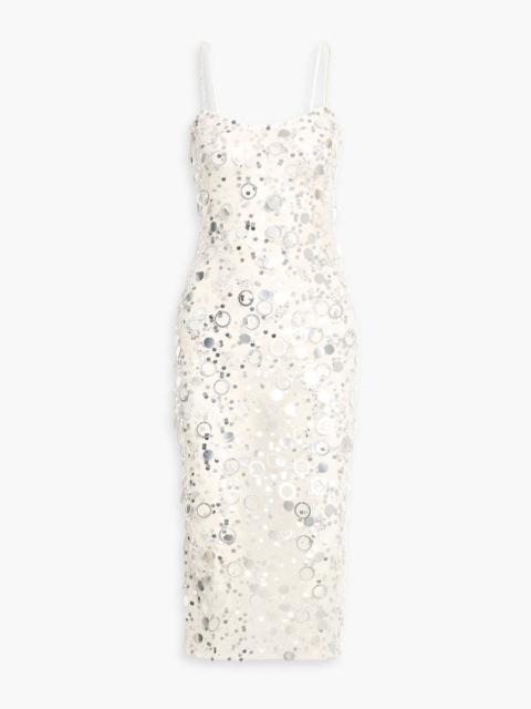 RETROFÊTE Mischa embellished tulle midi dress