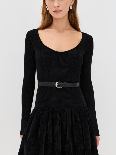 self-portrait Black Chenille Knit Mini Dress