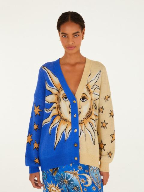 FARM RIO Mixed Mystical Sun Buttoned Knit Cardigan