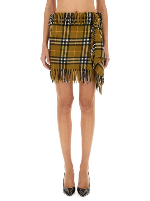 Burberry Burberry Women Wool And Cashmere Check Scarf Style Skirt