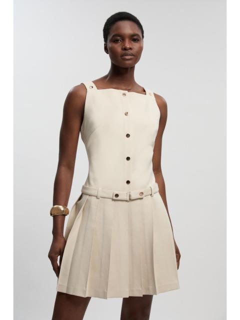 KAREN MILLEN Ponte Button Front Pleated Mini Dress