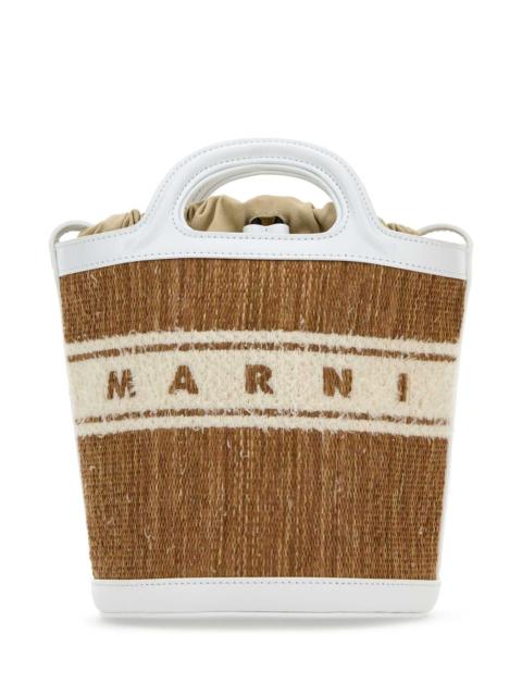 Marni Marni Women Two-Tone Raffia And Leather Tropicalia Bucket Bag