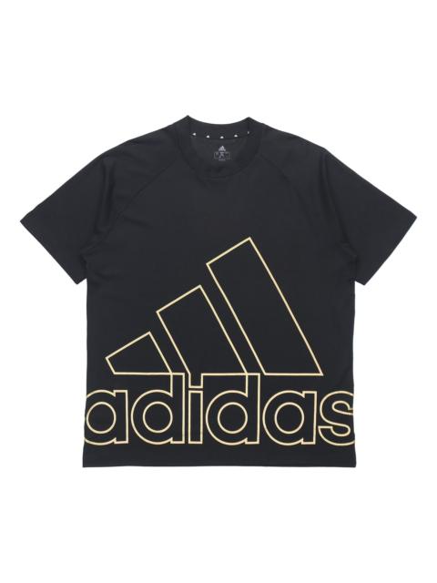 adidas adidas U Big Logo T Sports Stylish Printing Round Neck Short Sleeve Black GU4291