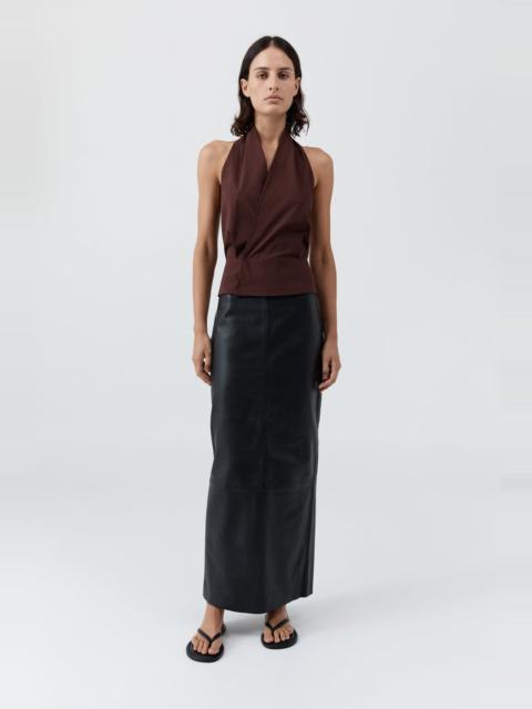 ST. AGNI Halter Wrap Top - Liqueur