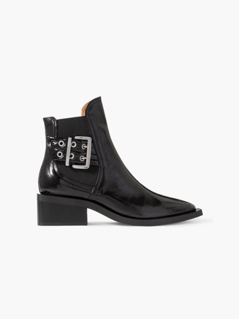GANNI Buckled glossed Chelsea boots