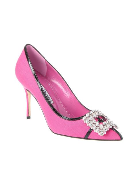 Manolo Blahnik Manolo Blahnik Tuberian 90 Linen & Leather Pump