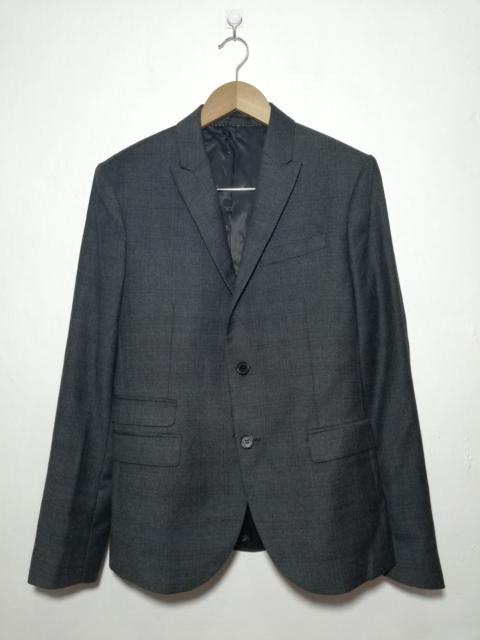 Neil Barrett Window Pane Plaid Wool Graphite Blazer