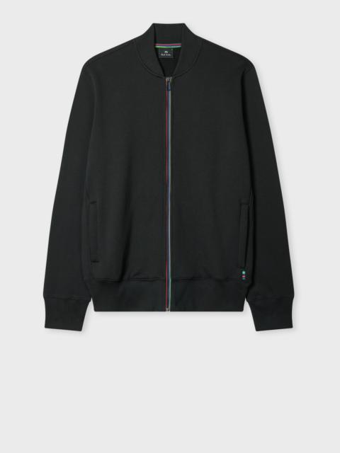 Paul Smith Black 'Sports Stripe' Jersey Bomber Jacket