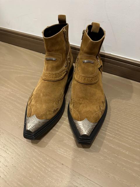 BALENCIAGA Balenciaga Demna Santiago Western Steel Capped Leather Boots Brown