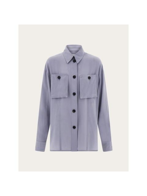 FERRAGAMO Ferragamo Lavender Silk Oversized Shirt, Brand Size 40 (US Size 6)