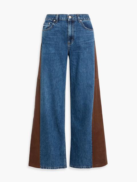 TWP Ramblin Man leather-trimmed high-rise wide-leg jeans