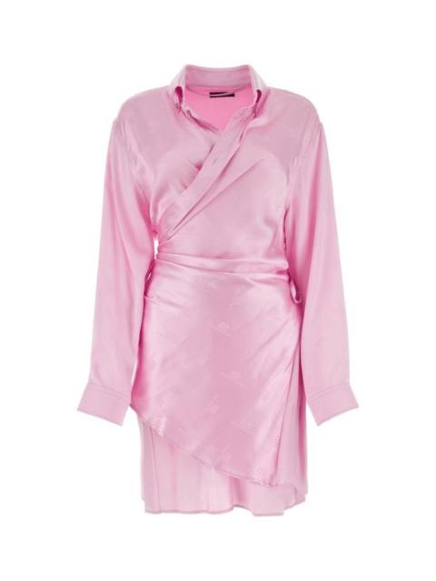 Balenciaga Woman Pink Silk Shirt Dress