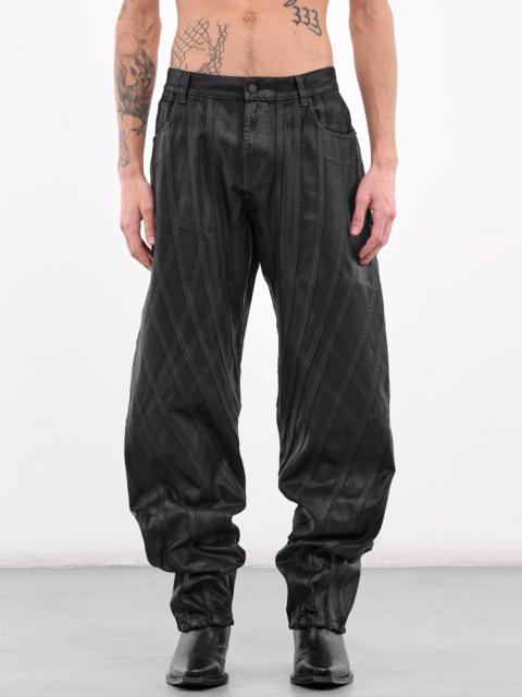 MUGLER Waxed Spiral Baggy Jeans