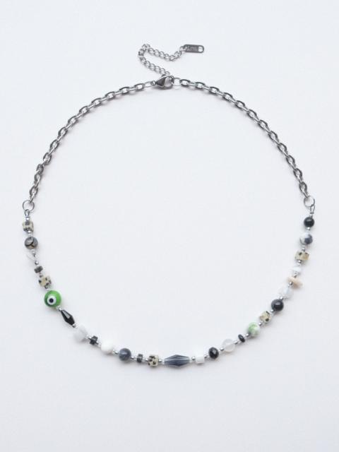 Other Designers Natural Stones and Stainless Steel Chain Handmade Necklace