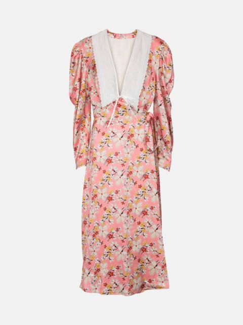 Miu Miu Floral satin sablé midi dress