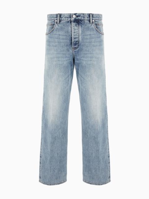 EMPORIO ARMANI J74 Loose-fit, stone-washed denim jeans with 3D ribs