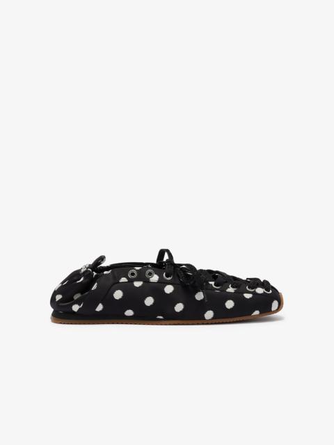 GANNI LACE UP SPORTY BALLERINA IN BLACK POLKA DOT