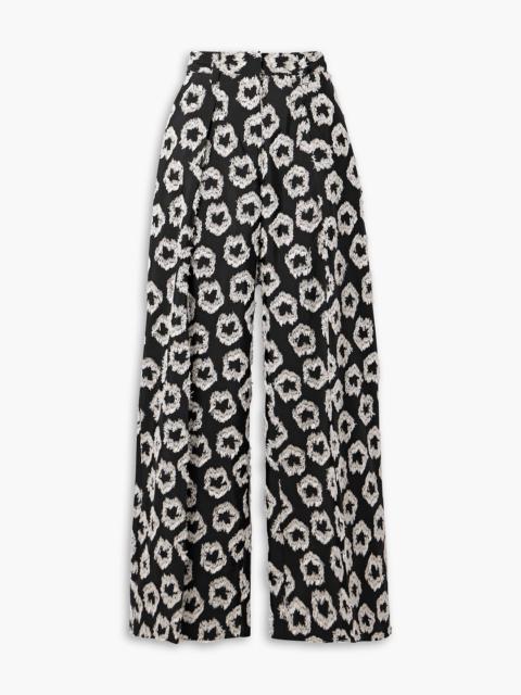 ULLA JOHNSON Cai pleated fil coupé faille wide-leg pants