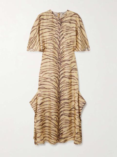 Stella McCartney Draped zebra-print silk midi dress