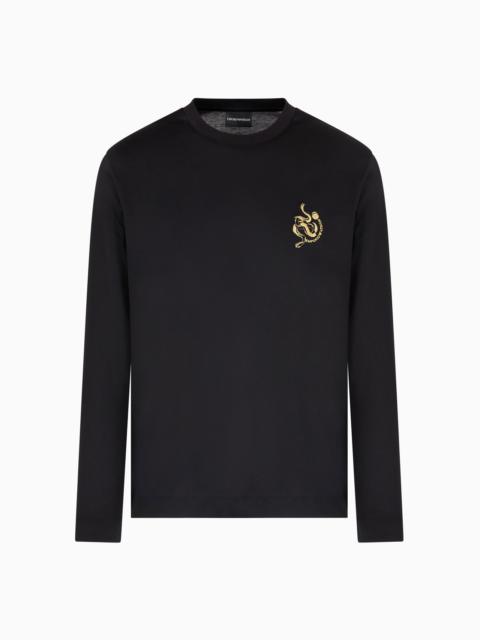 EMPORIO ARMANI ASV LYOCELL BLEND JERSEY JUMPER WITH LUNAR NEW YEAR EMBROIDERY