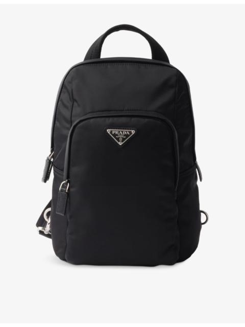 Prada Logo-Plaque Re-Nylon and Saffiano-Leather Backpack