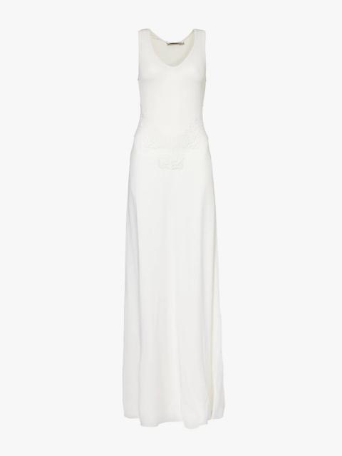 Verna lace-embroidery stretch-woven maxi dress