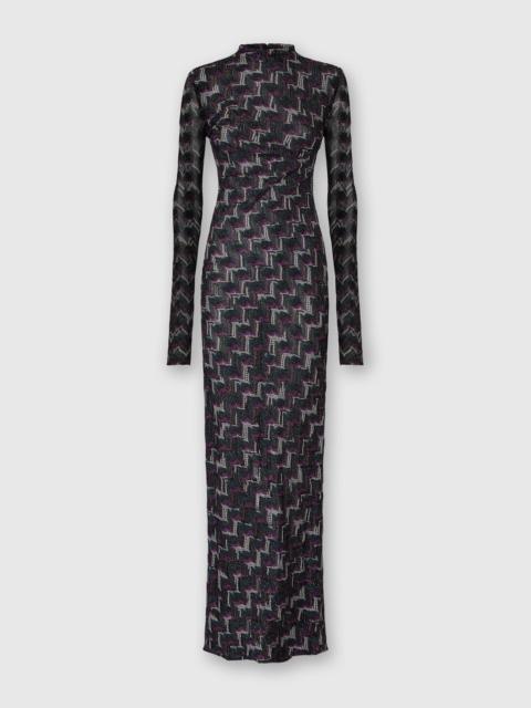 Missoni High-neck long dress with embroidered lace