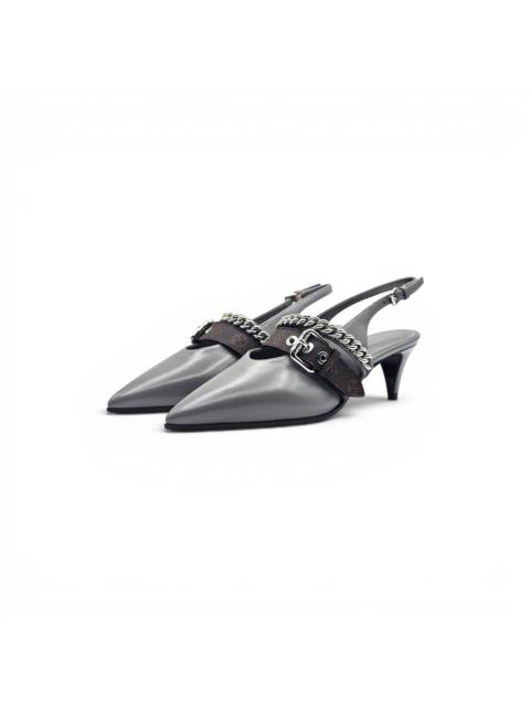 Louis Vuitton LV Vibe Gray Leather Slingback Pumps 1AHL07 EU 36 US 6