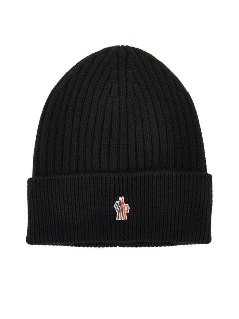 Moncler Grenoble Moncler Grenoble Logo Patch Wool Beanie Hat Black