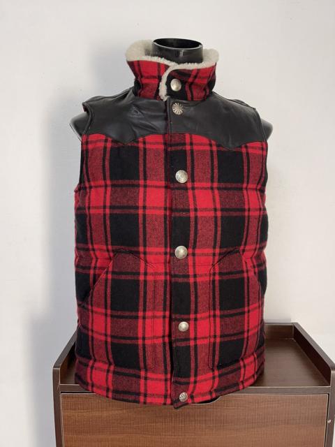 Other Designers Japanese Brand × Ron Herman - Red Plaid Leather Shoulder Puffer Vest