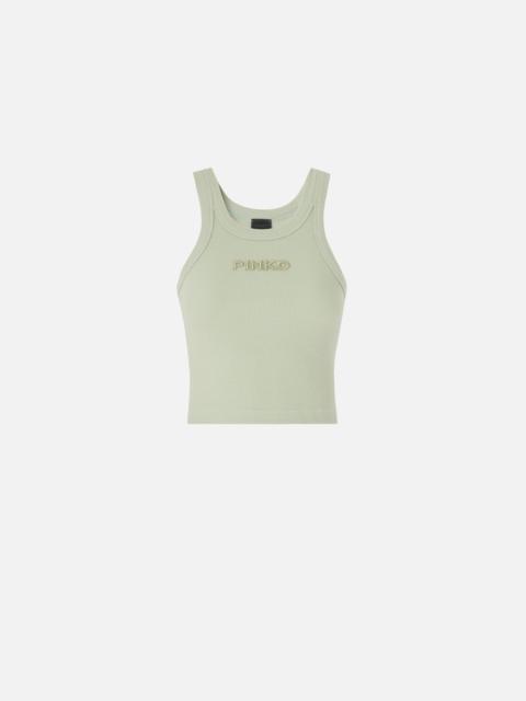 PINKO CROPPED VEST TOP WITH PINKO LOGO