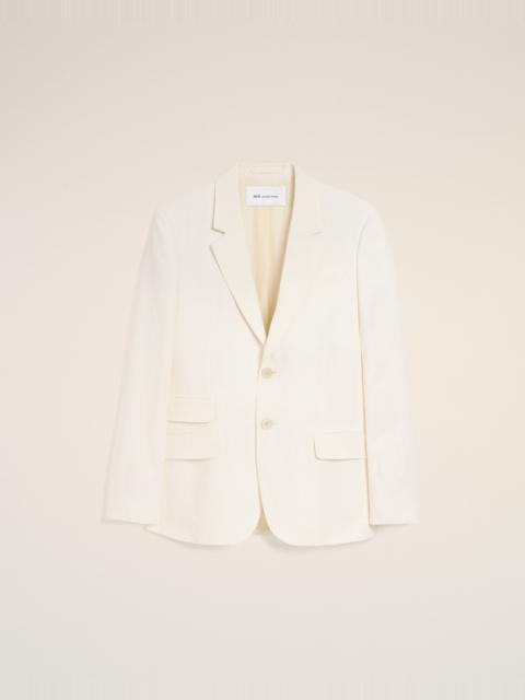 AMI Paris WHITE BLENDED LINEN SINGLE BREASTED STRAIGHT JACKET