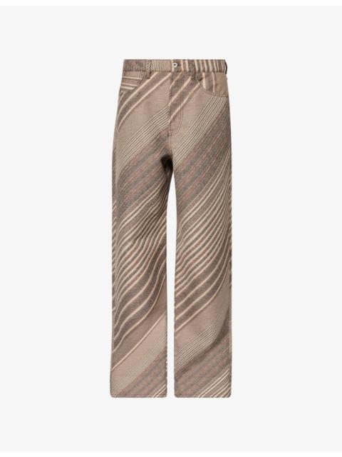 KENZO Striped Wide-Leg Wool-Blend Trousers