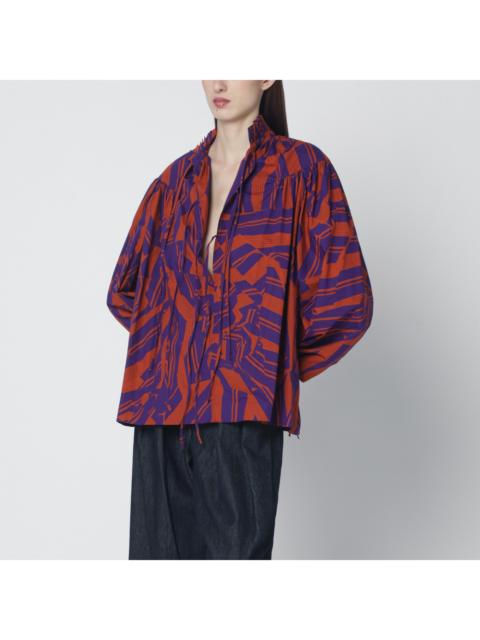 Dries Van Noten Dries Van Noten Loose Shirt With Ruffle Details And Crushed Stripe Print Women