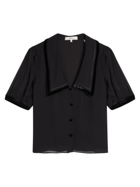 FRAME Frame Velvet-trim Silk-chiffon Blouse