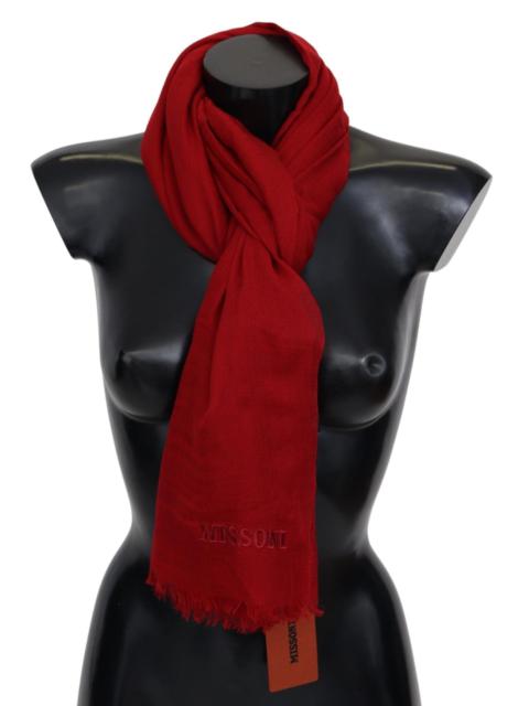 Missoni Missoni Red Cashmere Unisex Neck Wrap Fringes Scarf