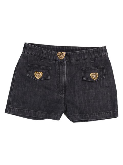 Moschino Moschino Heart Embellished Denim Shorts