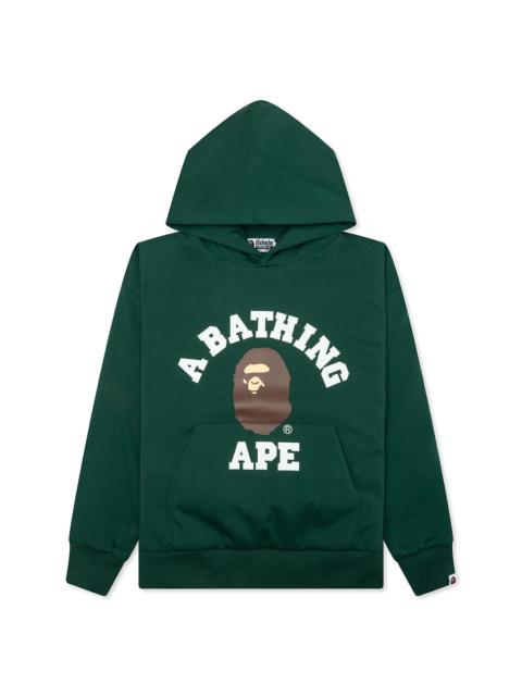 A BATHING APE® COLLEGE PUFFY RELAXED FIT PULLOVER HOODIE - GREEN