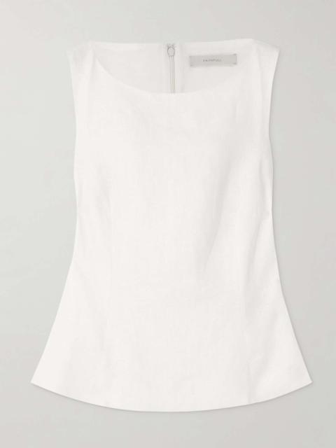 Ana linen tank White