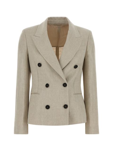 Brunello Cucinelli Melange sand linen blend blazer