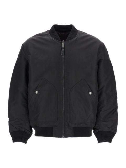 Diesel classic black nylon bomber jacket with zip and side pockets