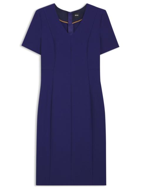BOSS V-NECK DRESS IN STRETCH FABRIC