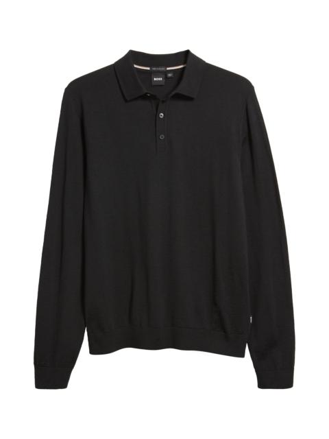 BOSS BOSS Lancione Wool Polo Sweater in Black at Nordstrom