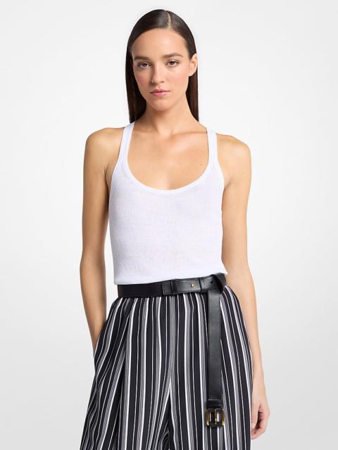 MICHAEL KORS COLLECTION Ribbed Superfine Linen and Cotton Tank Top