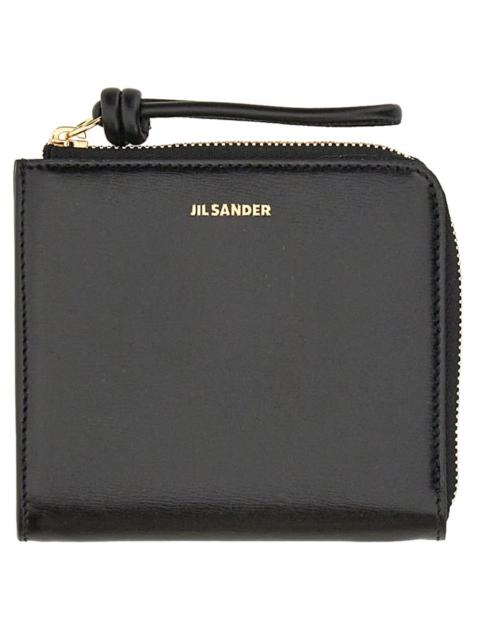 Jil Sander PORTACARTE DI CREDITO IN PELLE CON ZIP E LOGO