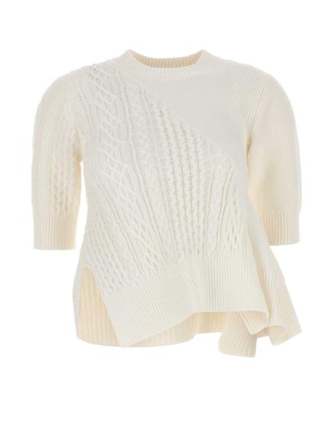 sacai Sacai Women White Cotton Blend Sweater