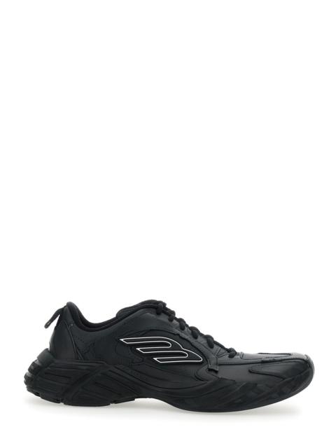 Balenciaga Men 'Monday' Black Low Top Sneakers With Logo Detail And Embossed Size On The Rear In Lea